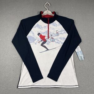 Skier Base Layer Top Womens Large Gondola Mountains Downhill Alpine Ski 1/4 Zip